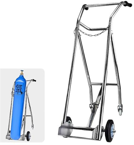 Meuble Bouteille de Gaz Chariot à Roulettes pour Bouteille D'oxygène à Deux Roues, Chariot Concentrateur D'oxygène Portable avec Chaîne de Sécurité, Support de Stockage pour Bouteille D'oxygène Nitriq