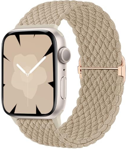 Ynitec Cinturino Intrecciato Compatibile Con Apple Watch Apple Watch 44mm 42mm 45mm 49mm 46mm (Serie 10), Cinturini Elastici Sportivo Per iWatch Serie 10 9 8 7 6 5 4 3 2 1 SE Ultra, Rosa chiaro