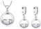 jewellery schmucksets aus 925er sterlingsilber für damen und mädchen, teenager – runder zirkonia-anhänger, verstellbare halskette, ohrringe, ohrstecker-set, hochzeits-statement-accessoires-schmuck