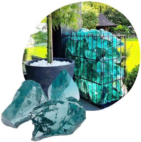 V-PREMIUM SOLUTION - Dekorativ Stein - Türkis 10kg - Gartendeko - Dekostein - Gabionensteine - Kristalle Deko - Bergkristall - Glassteine - Kieselsteine - Kleine Stein -8-12cm (Türkis, 10kg)
