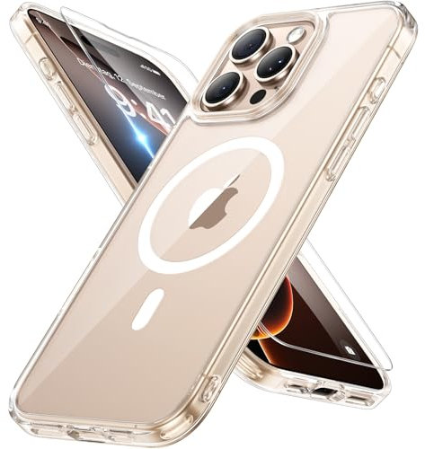 Miracase Magnetisch für iPhone 16 Pro Max Hülle für Magsafe[mit 2 Schutzglas] Militärschutz Stoßfest Kratzfest Anti-Fingerabdruck Samtige Haptik Dünn Handyhülle für iPhone 16 Pro Max 6,9 Zoll,Klar