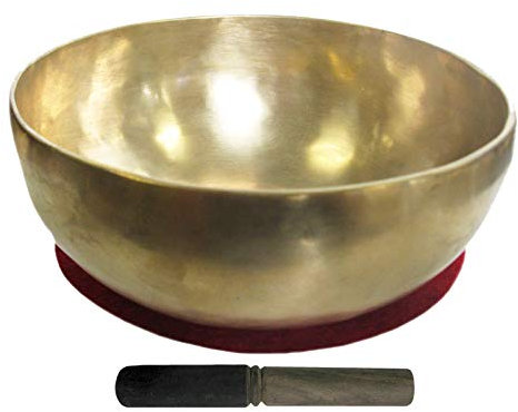 Therapeutische UNIVERSAL KLANGSCHALE ca. 2500g 28-30cm Handarbeit Nepal 3-tlg Klangmassage Set Klangtherapie + Entspannung + Meditation mit Kissen + Klöppel. 70221-9