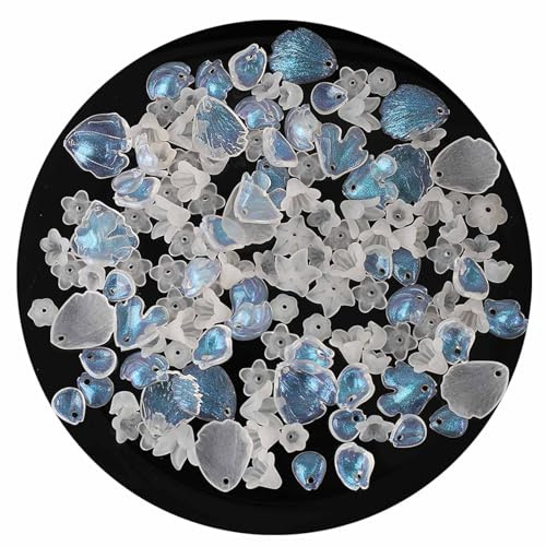 HERZWILD transparente Blatt-Anhänger, klares Acryl, grüne Charms, Perlenkappen, Blumenmuster, zum Basteln von Schmuck, Armbändern, Halsketten, Ohrringen, Kunststoff