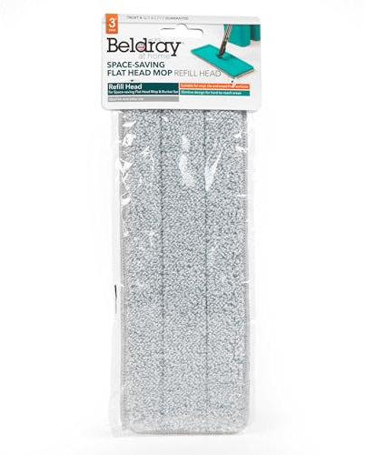 Beldray Anti-Bac Microfibre Refill Mop Head - Slimline, Treated with Anti-Bac Protection, No Drips or Streaks, Highly Absorbent, Can be Used Wet or Dry