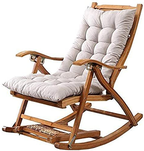 Genérico Sillón mecedor Plegable para Exterior, para Patio, con Cojines de poliéster Grueso para Interior y Exterior. Cojín Relajante para jardín, 120 x 48 cm, Color Gris. Ideal para la Comodidad de