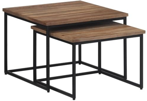 Satztische 2 STK. Massivholz Teak Wohnzimmertisch Couchtisch