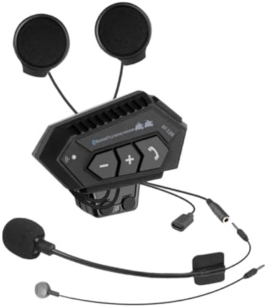 VOBOR Motorrad Helm Headset, BT12B V5.0 Helm Kopfhörer Bluetooth, 150M Wireless Freisprech Telefon Mic Motorrad Intercom Headset He-lm, Hi-Fi Moped Zubehör((2000mAh)