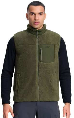 Pioneer Camp Herren Outdoor Ärmellose Fleeceweste mit Stehkragen Winddicht | 100%Polyester,550gFleece,Winddicht,Wasserabw.,Atmungs.,Stehkrag.,Reißverschl.,3Taschen,Elastikbund,FürTrekking,Wander,Outdoor
