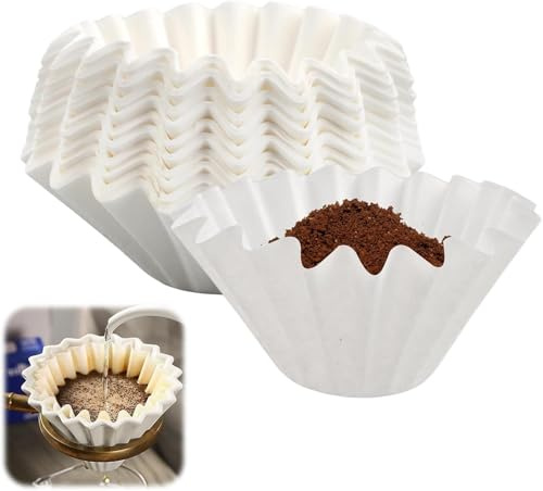 Voarge 200 Stück Filter,Kleine Kaffeefilter für 2–4 Tassen,Einwegkorb Kaffeefilterpapier, inzelportion Kaffeekanne, Übergießen und Tropfkaffeemaschine Weiß