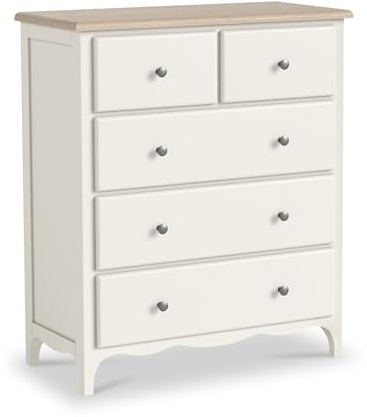 RoselandFurniture Celine Coconut White 2 Over 3 Chest of Drawers