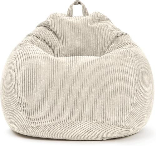 Green Bean® Indoor Sitzsack 90x110cm EPS-Perlen Füllung & Cordstoff Kuschelig Weich Waschbar - Drinnen Bodenkissen Liegekissen Sitzkissen Sitzhocker Relax-Sessel Kinder Erwachsene Stoff Beige