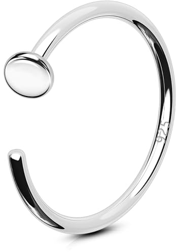 OUFER Body Piercing Nose Rings Hoop 925 Silver Nostril Piercing Jewellery C Shape Nose Piercings Hoop 20G(0.8mm)/8mm Helix Tragus Daith Cartilage Earrings