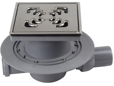 MD Technic Confluo 15x15 cm Horizontal DN 50 mit Zulauf DN 40 Square | Bodenablauf, wählbare Abdeckungen u. Ablaufgarnitur, Horizontal/Waagerecht