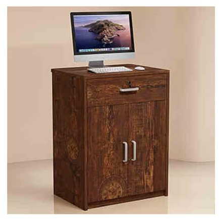 L-förmiger Kassentisch mit abschließbarer Schublade, Retro-Willkommenseinheit, vielseitiger Schreibtisch für Kassierer, schlichtes Design und reichlich Stauraum, 60 cm