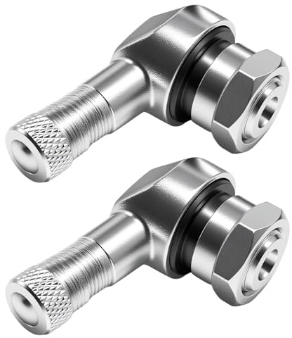 2 Pcs 90 Degree Angled Motor Bike Tyre Valve Stems,Tubeless Bike Valve Adapter,11.3mm Diameter Alloy Tyre Valve Cover Caps,Car Tire Valve Cover Adapter,Tire Valve Stems for Car Motorcycle Bike Scooter