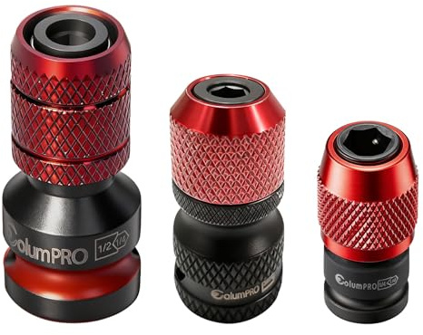 ColumPRO 3PCS Impact Wrench Adapters, Square Drive to 1/4” Hex Shank Converter, Quick Change Bit Holder Adapter for Impact Wrench, Ratchet Wrench 1/2, 3/8, 1/4