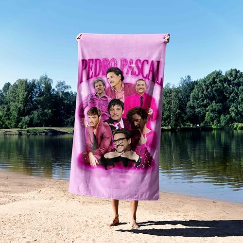 Pedro Pascal Collage Towel Bath Beach Gym Hand Face Oversized Options Actor Fan Gift TV Movie Design Soft Absorbent Premium Quality Fabric