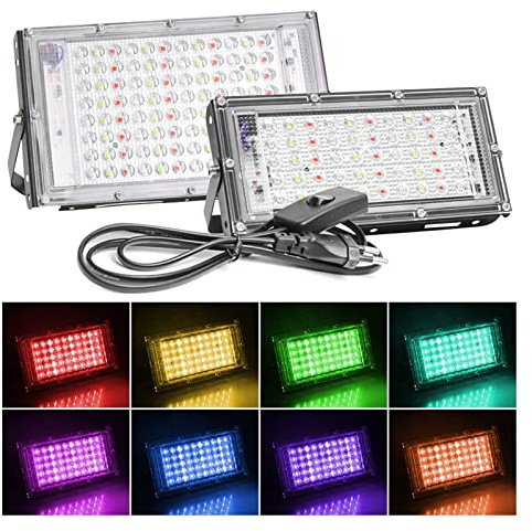 PORTATO Luce di inondazione 5 0W 100W LED Proiettore RGB Spotlight bianco PORTATO Remoto di illuminazione paesaggistica lampioni(100W RGB)