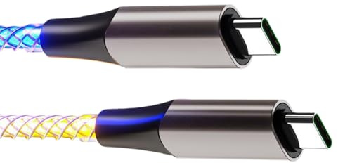 Wilgure Aluminiumgehäuse USB C Auf C Ladekabel Mit Sanft Leuchtenden LED Leuchten 60 W Schnell Für Smartphones Tablets Kabel Bunte Lichtanzeige