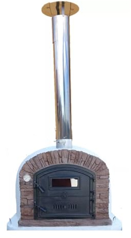 Holzbefeuerter Pizzaofen Venturared AL100 – Steinbackofen für Garten & Gastronomie, 4 Pizzen Ø 30–33 cm, inkl. Kaminrohr & Regenhut, fertig montiert, ohne Gestell