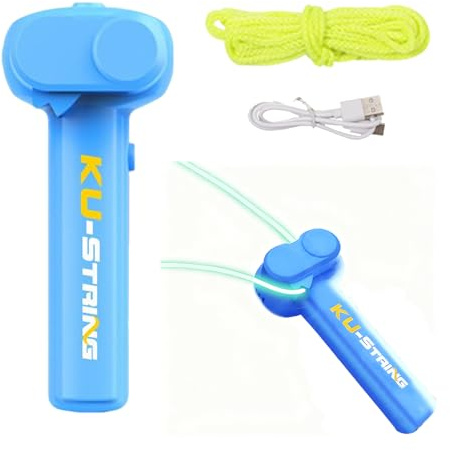 Lanceur à Corde,Lasso String Shooterm de Lanceur,Zip String Jouet,ZipString Hélice avec Corde à Corde, Fidget Toy de Décompression,pour Chats Chiens Enfants Adultes (Bleu)