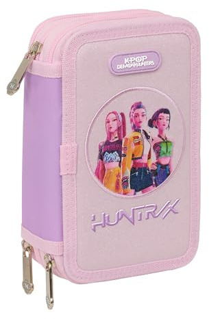 K-POP Demon Hunters ICONIC Schulmäppchen mit 37 Utensilien, Kindermäppchen, ideal für Kinder von 5 bis 14 Jahren, bequem und vielseitig, robust, 12,5 x 5,5 x 19,5 cm