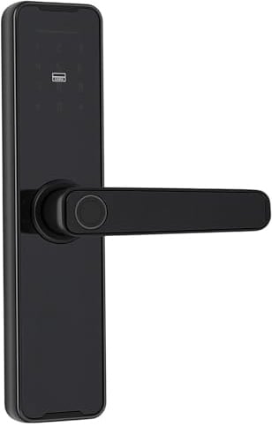 Cerradura inteligente, Smart Lock Cerradura electrónica con huella dactilar + código + llave + tarjeta + contraseña temporal para puerta principal 35-50mm