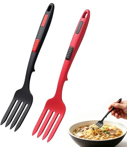 Tenedor de mezcla de silicona, 2 piezas, 29,5 x 5,1 cm, tenedor de cocina multifuncional, tenedor de espagueti, utensilios de cocina, resistente al calor y antiadherente