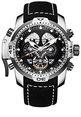 REEF TIGER Herren Uhr analog Automatik mit Leder Armband RGA3503