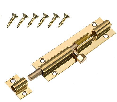 Merriway BH05819 Brass Surface Slide Straight Door Bolts, 100 mm (4 inch)