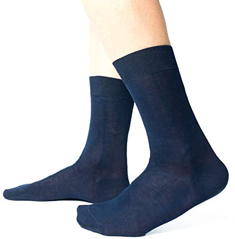 Ciocca Calze uomo corte, pregiato cotone 100% FILO SCOZIA - 6 Paia - tre taglie calze (44/45, Blu scuro)