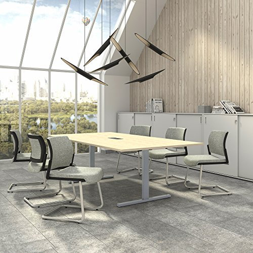 Weber Büro Easy Konferenztisch 240x120 cm Ahorn mit ELEKTRIFIZIERUNG Besprechungstisch Tisch, Gestellfarbe:Silber