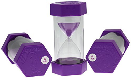 Tink n Stink Große Sanduhr 15 Minuten lila Sanduhr mit robusten Endkappen Leise Zeitmanagement Klassenzimmer Prüfungen Meetings Übung