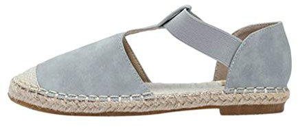 OverDose Sandales Espadrilles Femme Plates en Velours Pas Cher, Cheville Vintage Respirante Élastique Ceinture Chaussures Taille 35-43