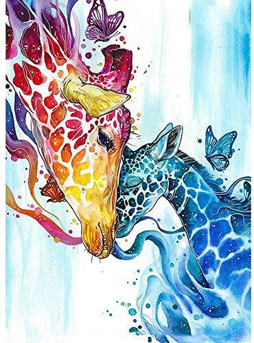 5D Diamond Painting Diamant Malerei Painting Bilder, Wowdecor Bunt Giraffe Familie Schmetterling Tiere Full Set Groß DIY Diamant Gemälde Malen Nach Zahlen