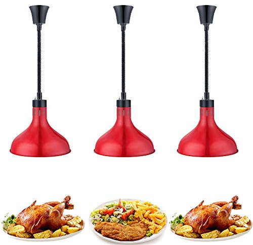 RSHJD Lebensmittel Wärmelampe, Warmhaltelampe Verwendet für Isolierte Lebensmittel und Utensilien mit Heizlampe, Küche Hotel Buffet Liefert, 3pcsred