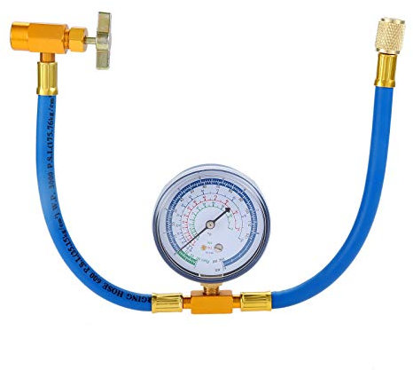 Aupoko AC R134A Recharge Hose with 70 mm Gauge, Auto AC Recharge Kit, 1/2’’ Acme Female Can Tap, 1/4’’ SAE Female Hose for R12 R22 Port, A/C Air Conditioning Refrigerant System
