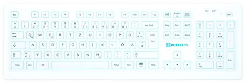 PUREKEYS - USB Kabel - Standardbreite - 50504900 - weiß - professionelle Hygiene-Tastatur - schnelle Reinigung - toleriert Desinfektionsmittel, für Praxis, Zahnarztpraxis, Krankenhaus
