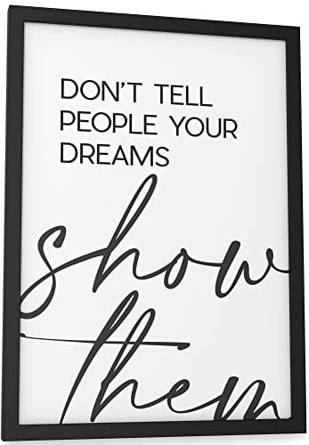 Papierschmiede® Typografie Poster, Don’t tell people your dreams (elegant), DIN A4 (21x30 cm), Wanddeko Büro, Küche, Wohnzimmer, schwarz-weiß Bild mit Spruch OHNE Rahmen