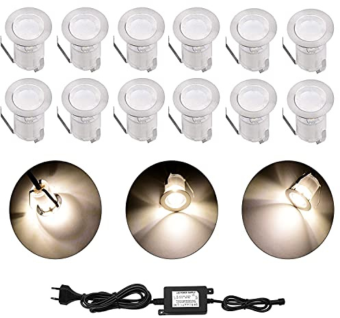 CISLAN LED-Terrassenleuchten, wasserdichte Sockeldeckleuchten, Warmhelle begrabene Gartenleuchte mit hoher Helligkeit für Terrassenbeleuchtung, 12er-Pack…