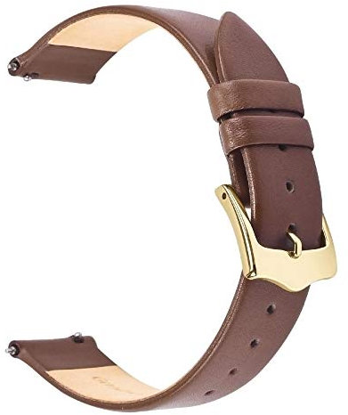 EACHE Schnellverschluss Leder Uhrenarmbänder für Damen 20mm Damen Braune Dünne Lederarmband Gold Schnalle