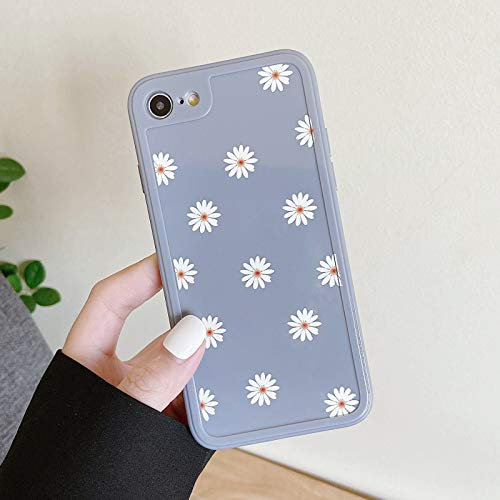 ZTOFERA Hülle für iPhone SE 2022 5G/iPhone SE 2020/iPhone 8/iPhone 7, Gänseblümchen Blume Glänzend Silikon Handyhülle, Flexibel TPU Stoßfest Bumper Schutzhülle für iPhone 7/8/SE 2/SE 3 - Grau