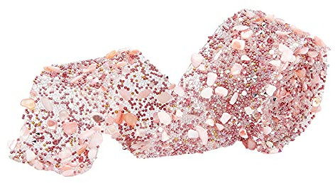PH PandaHall 1m 35mm Kristall Strass Trim, Rosa Hotfix Strassband Künstlicher Edelstein Saatperlen Eisen Auf Applique Verzierung Nähen Zubehör für DIY Hochzeit Brautkleid Schuhe Telefon Dekor