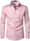 PARKLEES Chemise boutonnée élégante à coupe ajustée, manches longues et poche, style urbain, décontracté ou affaires, pour hommes, rose, M