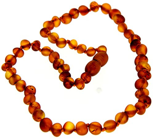 SilverAmber Jewellery - Baltic Amber Necklace Cognac - Raw - Handmade 100% Genuine Amber Beads - Premium Quality - Size 41 cm
