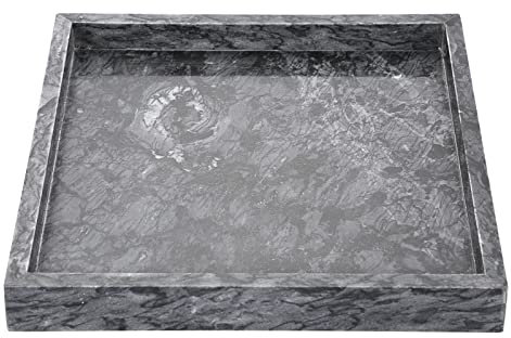 SUMNACON Vassoio da portata in marmo per bagno, cucina, articoli da toeletta, decorazione per la casa (nero, 25 cm)