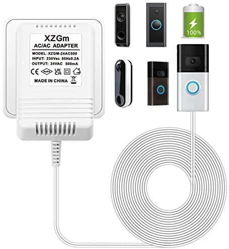 Türklingel-Transformator, 24 V 500 mA Video-Türklingel-Netzteil für Ring Video Doorbell, Ring Video Doorbell Pro und Ring Video Doorbell 2, kompatibel mit Nest Hello Doorbell (8M Verlängerungskabel)