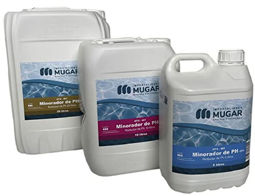 MUGAR- Minorador de pH Minus Sulfúrico para Piscinas. Reductor de pH DE 10, 15 Y 20 litros- Sulfúrico. Envases de Tres cantidades Diferentes Disponibles: 5, 10 y 20 litros.