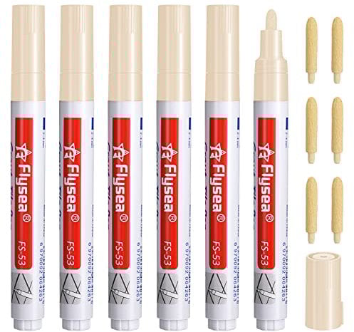6 Pcs Beige Grout Pens Tile Grout Line Pen, Easy to Use Tile Grout Repair Pens,Anti-Grout Tile Pen Used to Restore the Appearance of Bathroom, Kitchen, Porch and Terrace Tile Grout Joints (beige)