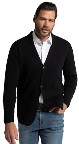 JP 1880 Herren Stricksakko, Flexnamic®, Milano-Strick, Reverskragen, Bis 8 XL Strickjacken, Schwarz, 7XL EU